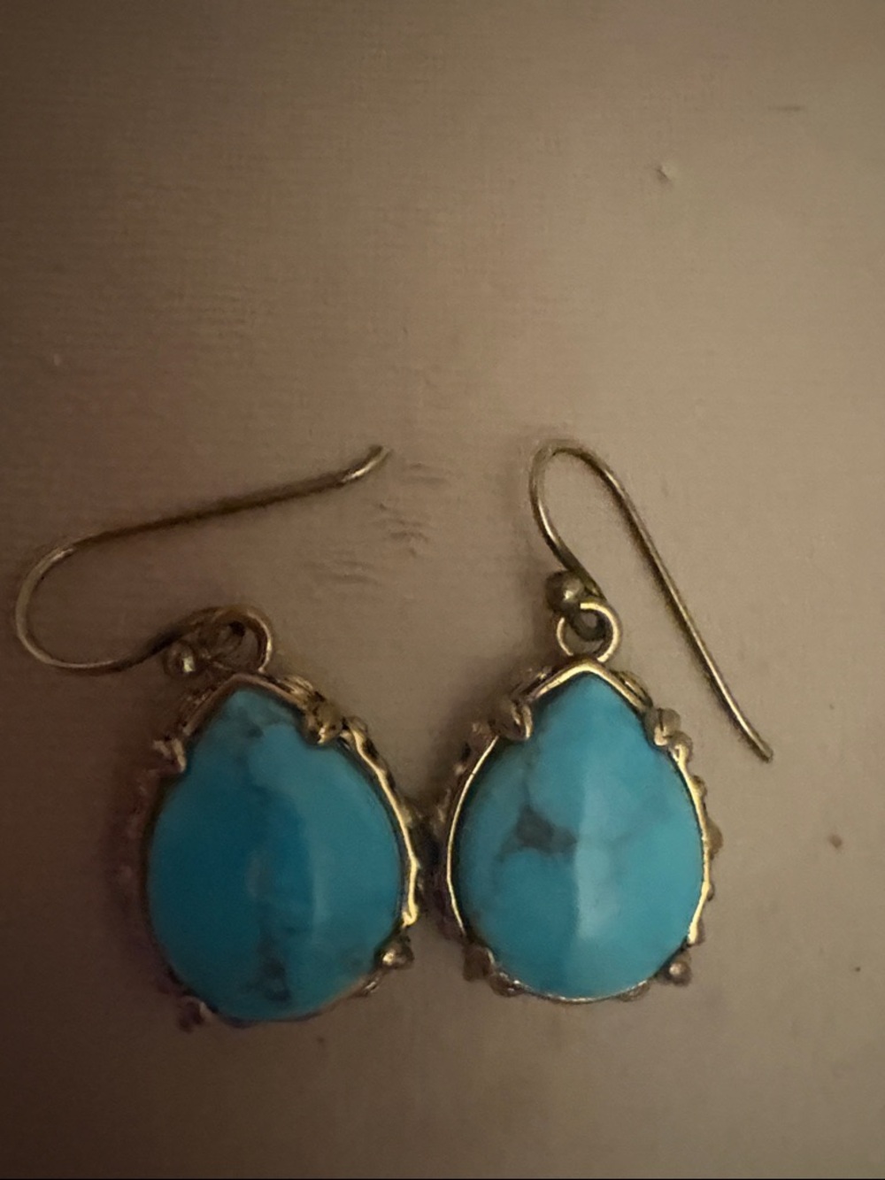 Turquoise Teardrop Dangle Earrings - Genuine turquoise